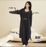 Women Autumn Winter New Half Velvet 3 Piece Pajama Set Thick Plush Loungewear with Bathrobe Soft Cozy Casual Home Sleepwear