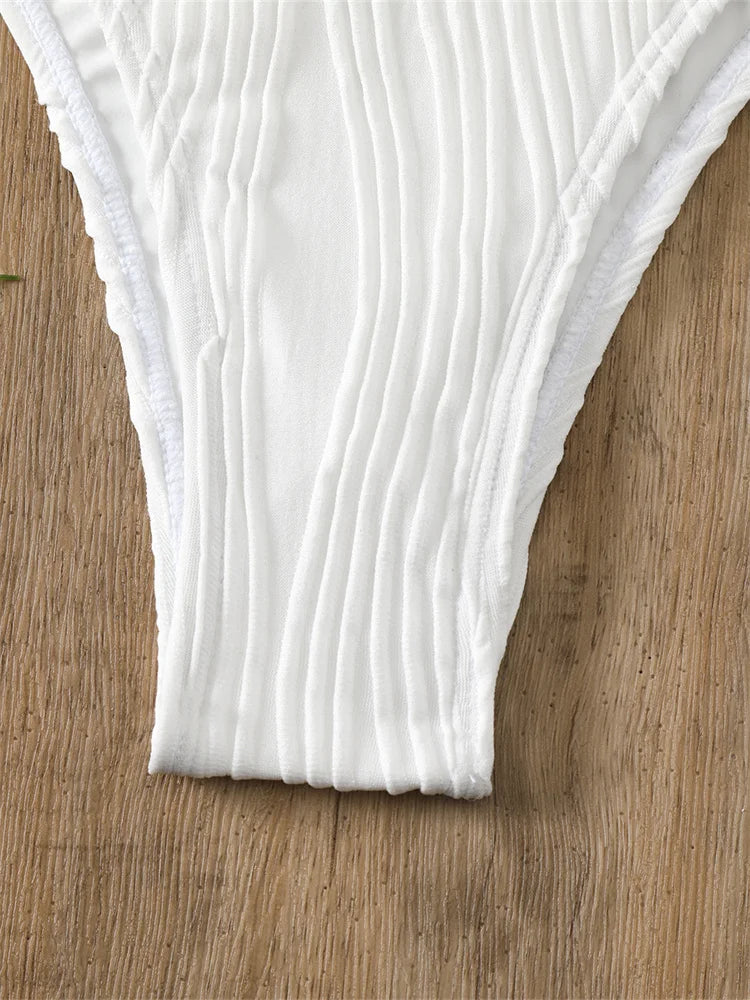 Sexy Bikini 2026 Women White Ring Linked Hollow Out Push Up Micro Swimsuit Brazilian Bandeau Bathing Suit Bandage Thong Swimwear