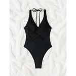 Sexy Sparkling Sequins V Neck Backless Women Swimwear One Piece Swimsuit Female Monokini High Cut Bather Bathing Suit Swim V6425