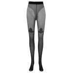 Sexy Lace Long T-Crotch Black Pantyhose Solid Color Transparent Mesh For Woman Smooth Lace Trimmed Pantyhose Charming 0VJQ