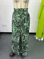 Women's 2026 Summer Versatile Printed Elastic Waist Wide Leg Pants