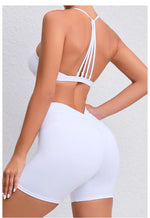 Women's 2-Piece Yoga Sets High Waist Seamless ShortsHip-Lifting & Backless Gym Leggings Quick Dry Workout Fitness Suits