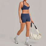 Women's Yoga Sets Sports Fitness Gym Slim Fit Halter Beauty Backless Vest Suits Workout Training Hip-Lifting Shorts Sets