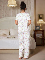 Women's Sleepwear New Loose Pajamas Floral Short-sleeved Trousers Loungewear Casual Wear Two-piece Set Pijamas Pyjamas Women