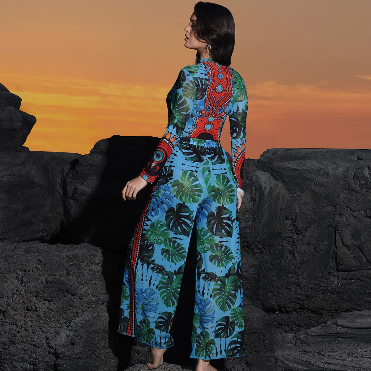 One Piece Sun Protection Swimwear 2026 Women Long Sleeved Print Swimsuit Female Sports Bathers Swimming Bodysuit Beach купальни