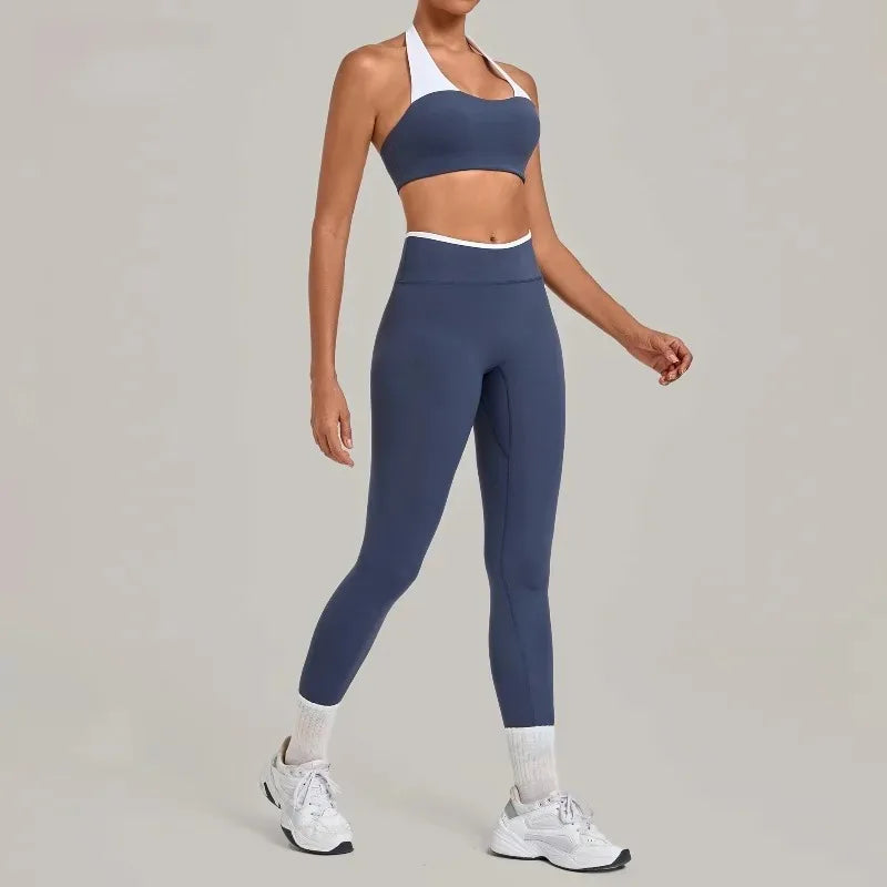 Women's Seamless Yoga Sets Sports Fitness Sleeveless Vest Hip-lifting Slim Fit Pants Suits Workout Gym Training Running Sets