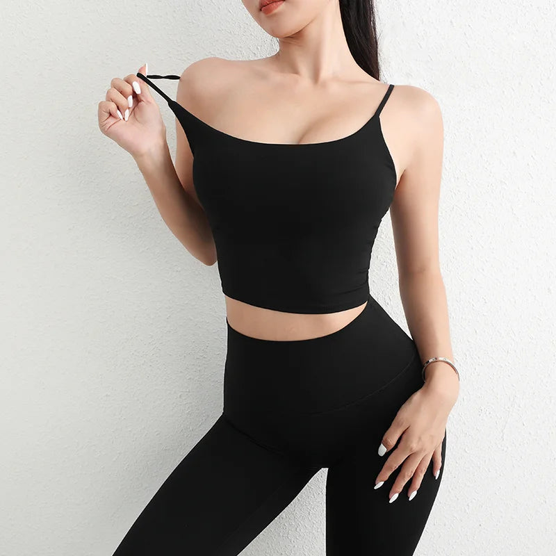 Women Tank Crop Top Underwear Female Strappy Crop Tops Sexy Lingerie Intimates With Padded Femme Fashion Gym Camisole