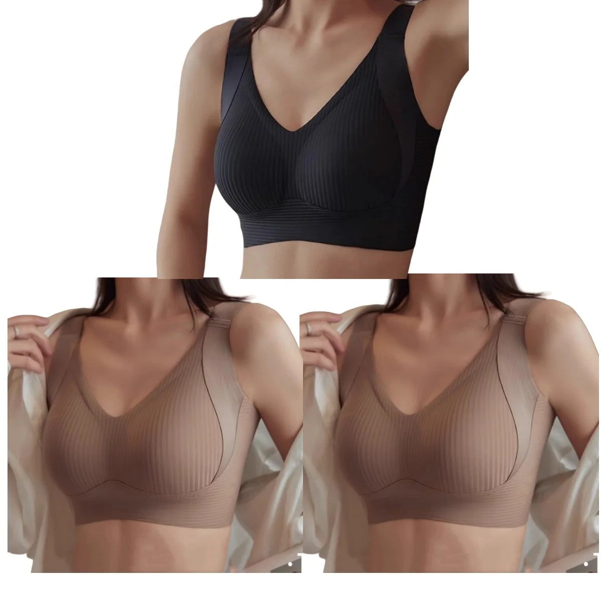 3Pcs/Set Push-Up Bras Women Padded Side Support Underwear Non-wire Bra Comfort Wide Straps Lingerie Plus Size Intimates M-4XL
