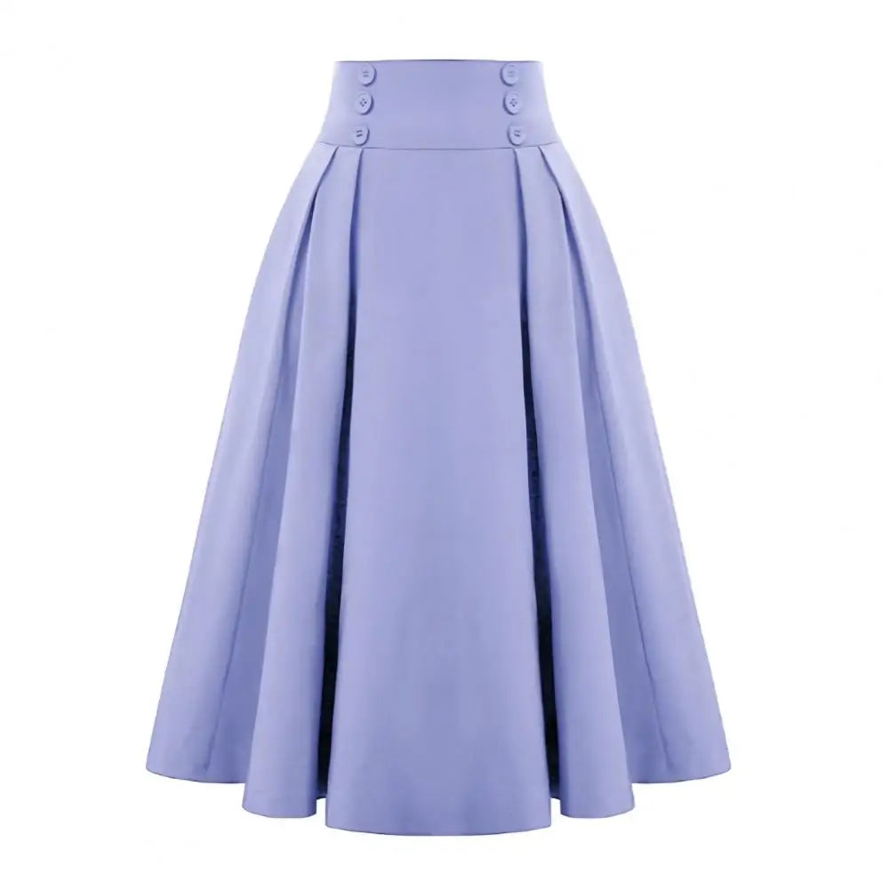 A-Line Midi Skirt Women Skirt Elastic High Waist Contrast Color Plaid Print Large Hem Mid-Calf Length Skirt Daily Wear