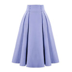A-Line Midi Skirt Women Skirt Elastic High Waist Contrast Color Plaid Print Large Hem Mid-Calf Length Skirt Daily Wear