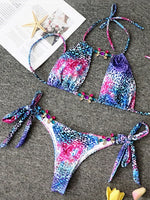 Leopard Diamond Bikini 2026 Women Hollow out Swimsuit Female Swimwear Two Pieces Bikini Set Halter Bather Bathing Suit Swim Lady