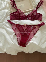 Summer French Flower Embroidery Bralette Beachwear Pure Desire Ultra Thin Light Support Wirefree Romantic Niche Set AU MOYISU