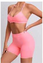 Women's 2-Piece Yoga Sets High Waist Seamless ShortsHip-Lifting & Backless Gym Leggings Quick Dry Workout Fitness Suits