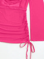 2024 Red 3 Pieces Set Swimsuit Women Thong Swimwear Sexy Matching Bikini Set Long Sleeve Dress Cover Up Beachwear Bathing Suit