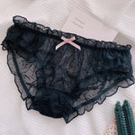 Cute Bowknot Girl's Knickers Transparent Mesh Yarn Ladies Panties Elastic Ruffled Edge Seamless Cotton Crotch Women's Brieifs