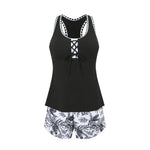 Women's Bathing Suit Two Pieces Tankini Set Summer Sexy Beach Wear High Waisted Print Shorts Swimwear Raceback Women Swimsuit