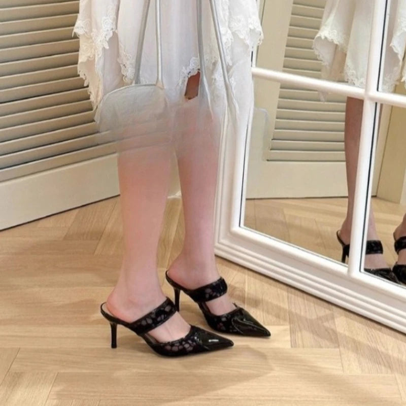 Women Solid Color High Heels Summer Pointed Toe Non-slip SandalsFashion Sexy Comfortable Outside Shoes