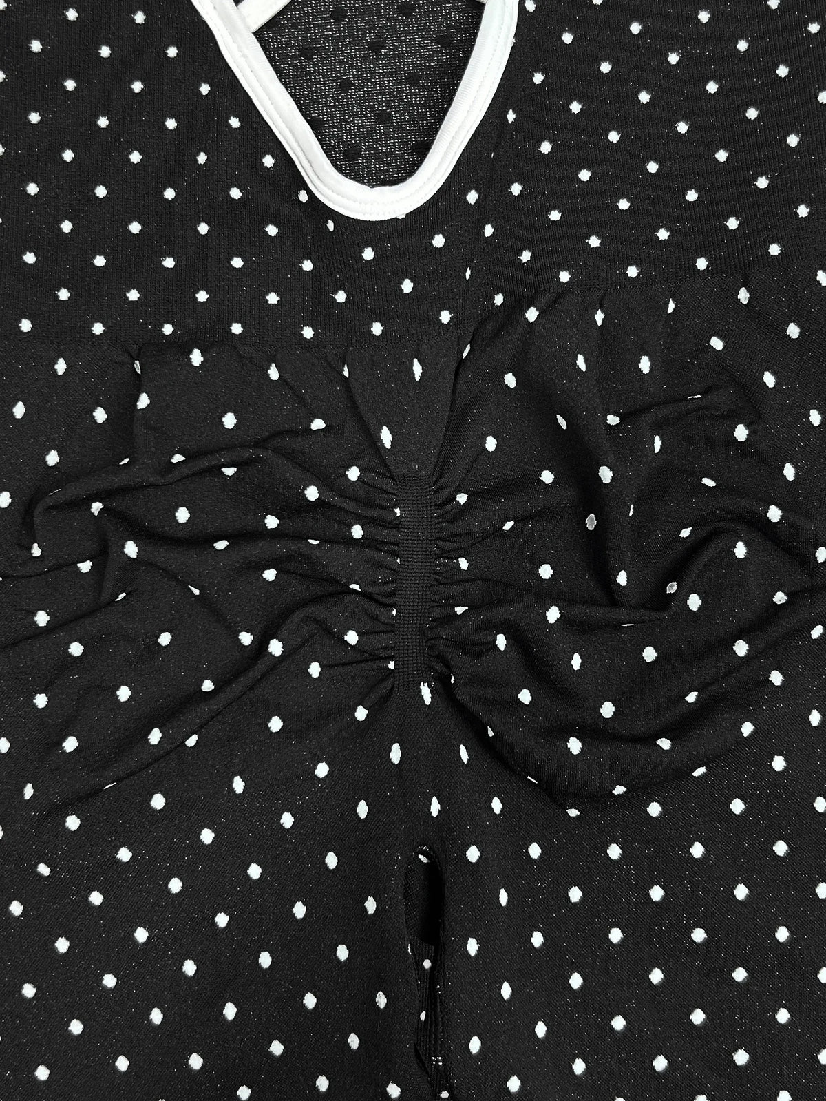 Sexy Black Polka Dot Print Patchwork Yoga Jumpsuit Women Sleeveless Hollow Out Backless Cross Fitness Sports One Piece Suits