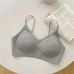 Wirefree Bra for Small Boobs Push Up Padded Strappy Summer Bralette Seamless Comfort Daily Wear Lightweight Thin Straps Lingerie
