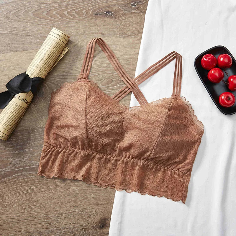 Lace Crop Top Women Seamless Underwear Padded Crop Tops Female Sexy Lingerie Fashion Women Tank Top Lace Camisole