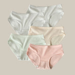 5Pcs/Set Women Cotton Briefs Ribbed Panties Low Rise Underwear Female Underpants Solid Color Sexy Lingerie Soft Intimates M-XL
