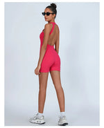 Sexy Fitness Yoga Jumpsuit Women Hollow V Neck Tight Backless Sports One Piece Suits Quick Drying Sleeveless Scrunch Romper