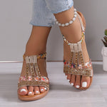 Shoes for Women Summer Women Wedge Bohemia Rhinestones Casual Platform Sandals Female Peep Toe Outdoor Beach Shoes 2026