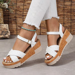Women's Braided Platform Sandals 2025 Summer Chunky Wedges Gladiator Sandals Woman Ankle Straps Vacation Casual Beach Sandles