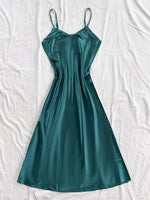 Elegant Women's Nightdress Sexy Comfortable Long Slip Dress Solid Color Pajamas For Women