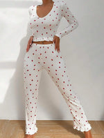 Autumn Winter Sleepwear Woman Pajamas Set for Sleeping Strawberry Printed Tops and Trousers Sets Home Clothes Loungewear