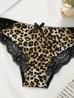 Ladies' New Leopard Print Sexy And Comfortable Front Bbutton Beautiful Back Underwear Lace Triangle Underwear Set A3159