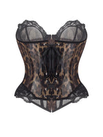 Women's Corset Light Brown Corsets Top Lace Trim Bustiers & Corsets Gothic Slimming Corset Fishbon Mesh Underwear Chest Binders