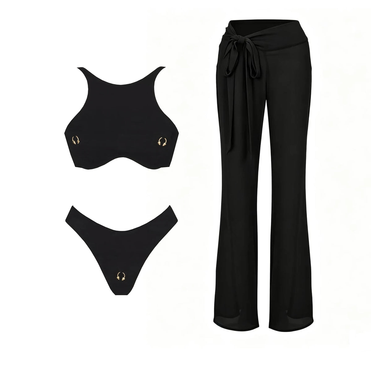 Sexy 3Pcs Swimsuit With Beach Pants Women Bikini Push Up Swimwear Biquini White Swim Suit Micro Bikinis Bathingsuit Beachwear