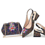 doershowbeautiful Italian Shoes And Bag Sets For Evening Party With Stones Italian Leather Handbags Match Bags!HGH1-1