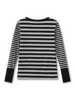 Women Striped Print Long Sleeve Tops Fitted Round Neck Fall T-shirts Casual Streetwear for Daily Office Party