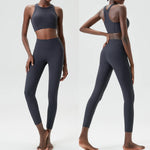 Yoga Set 2 Pieces Women's High Waisted Leggings Sports Vest Exercise Clothing Workout Outfits Fitness Sportswear Gym Tracksuit