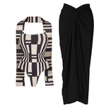 2Pcs Black White Swimsuit 2026 Bandeau Biquini Women Sexy Bikini Push Up Swimwear Female Patchwork Dress Bathing Suits Beachwear