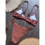 10 Colors V Neck Rhinestones Bikini Female Swimsuit Women Swimwear Two-pieces Bikini Set Padded Bather Bathing Suit Swim V8138