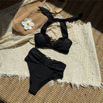 Halter Scrunch Butt High Waist Bikini Female Swimsuit Two-Pieces Bikini Set Women Swimwear Padded Bathing Suit Bather Swim V7171