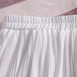 High Waist Elastic Pleated Skirt for Women Spring Summer Chiffon Skirts Vintage Patchwork White Black Long A-Line Skirt