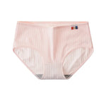 1 Pack Women's Ribbed Cotton Panties Stretchy Mid Rise Underwear Sexy Lingerie Breathable Japanese Style Multicolor Briefs M-XL