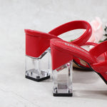 2025 Women's Shoes Summer Women Sandals Casual Shoe 8cm Heels Comfort Square Heel Slippers Footwear Female Crystal Thick Heels