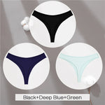 3Pcs/Set Women Cotton G-String Panties Female Low Rise Thongs Ladies Sexy Bikini 7 Solid Color Girl Soft M-XL Intimates Lingerie