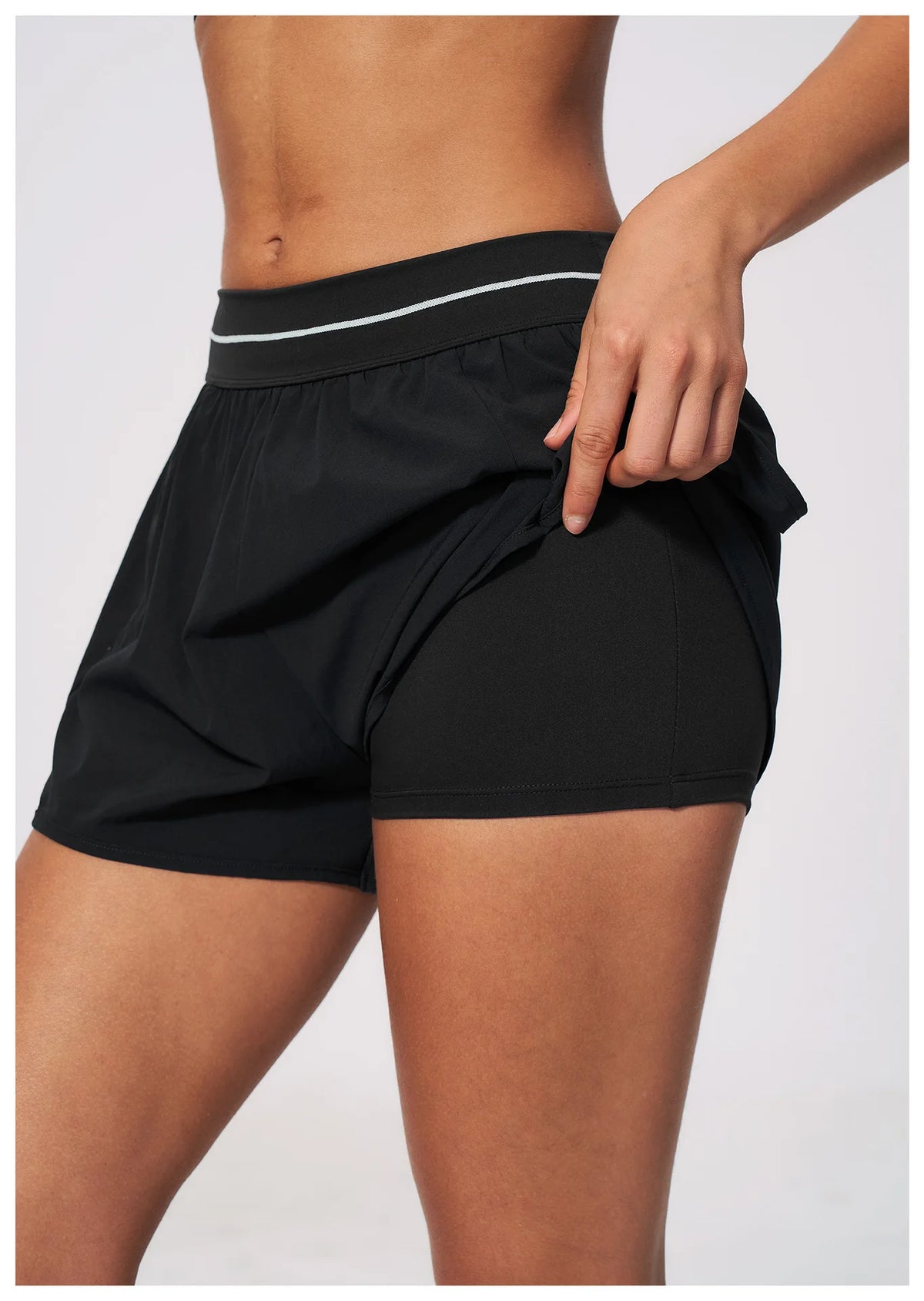 New Brushed Sports Shorts Women High Waist Fake Two Pieces of Anti Glare Shorts Leggings Casual Loose Pocket Fitness Sportwear