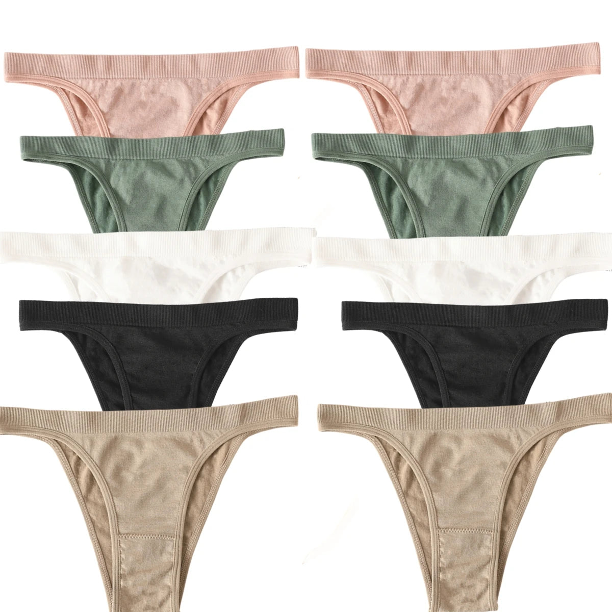 10Pcs/Set Women Seamless Panties Ribbed Underwear Sexy Lingerie High Leg Cut Female Sports Underpants Femme Thongs