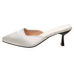 New Luxury Pointed Toe Women Mules Slipper FashionLadies ElegantSandal Square Low Heel Slip on Slides Shoes