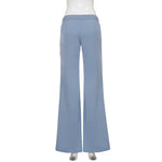 Retro rose letter print low-waist drawstring flared trousers, slim fit and versatile casual trousers