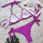 Jewelled Rhinestones Diamond Bikini Female Swimsuit Women Swimwear Two-piece Bikini Set Brazilian Bather Bathing Suit Swim Lady