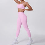 Women's Seamless Yoga Set Cross Back Sports Bra & High Waist Booty Lifting Yoga Leggings Gym Running Fitness Workout Outfit