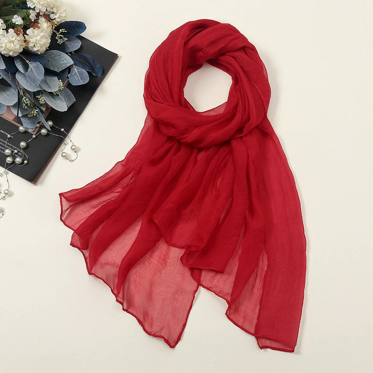 Solid Color Chiffon Scarf Fashionable Lightweight Neck Scarf For Women Summer Neck Sun Protection Silk Scarf Shawl 170*70cm